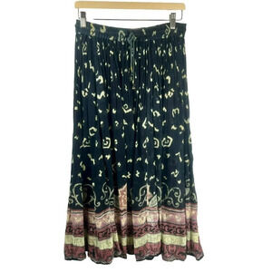 Vintage 90s Just Class Maxi Skirt Med‎ Broomstick Cotton India Black White Boho